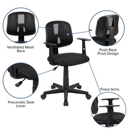 Flash Furniture Pivot Back Black Mesh Chair LF-134-A-BK-GG